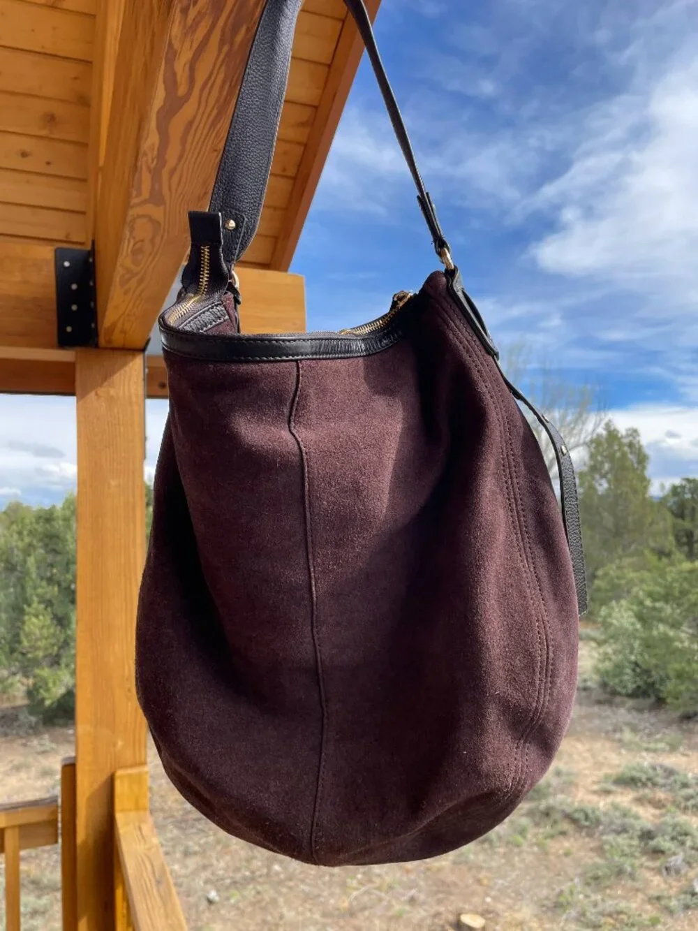 Ashwood Brown Suede Hobo bag - Picture 6 of 9